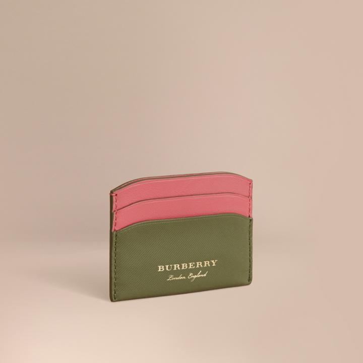 Burberry Burberry Two-tone Trench Leather Card Case, Green