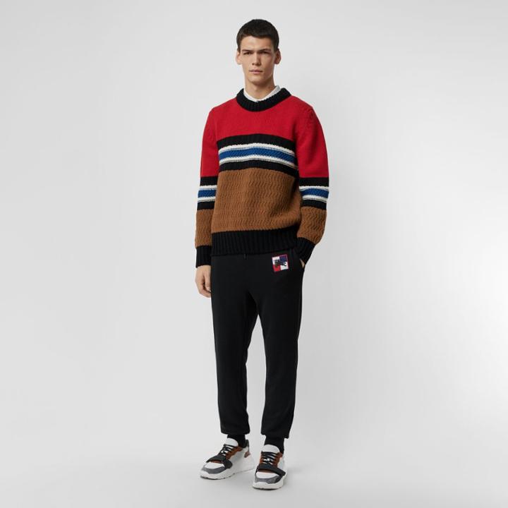 Burberry Burberry Chequer Ekd Cotton Trackpants, Size: L, Black