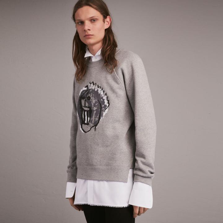 Burberry Burberry Unisex Pallas Heads Motif Sweatshirt, Grey