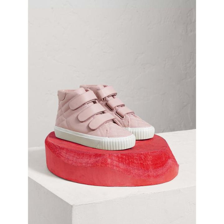 Burberry Burberry Check-quilted Leather High-top Sneakers, Size: 34, Red