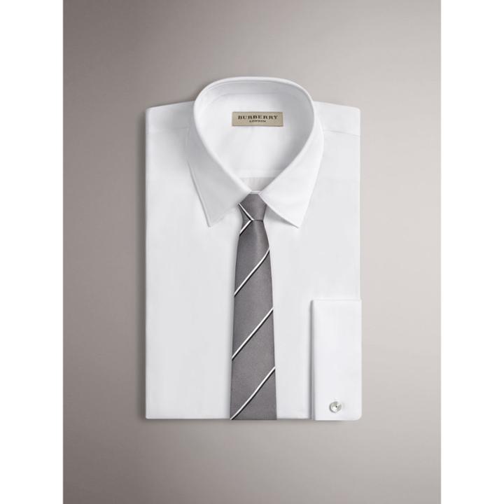 Burberry Burberry Modern Cut Striped Silk Tie, Grey