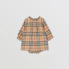 Burberry Burberry Childrens Vintage Check Cotton Dress With Bloomers, Size: 9m, Beige