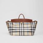Burberry Burberry Woven Check And Leather Society Holdall, Brown