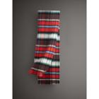 Burberry Burberry Long Check Wool Mohair Blend Scarf, Red