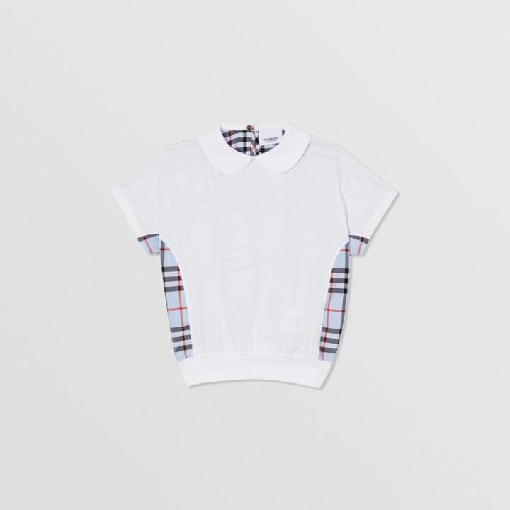 Burberry Burberry Childrens Check Panel Cotton Top, Size: 10y, White