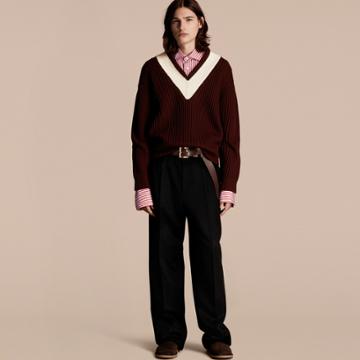 Burberry Burberry Sports-striped Wool Sweater, Purple