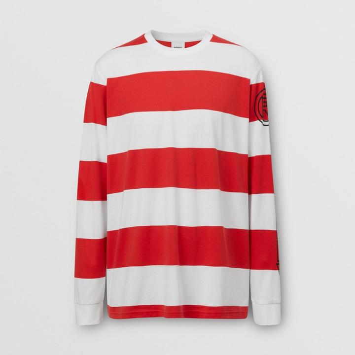 Burberry Burberry Long-sleeve Striped Cotton Oversized Top, Size: M