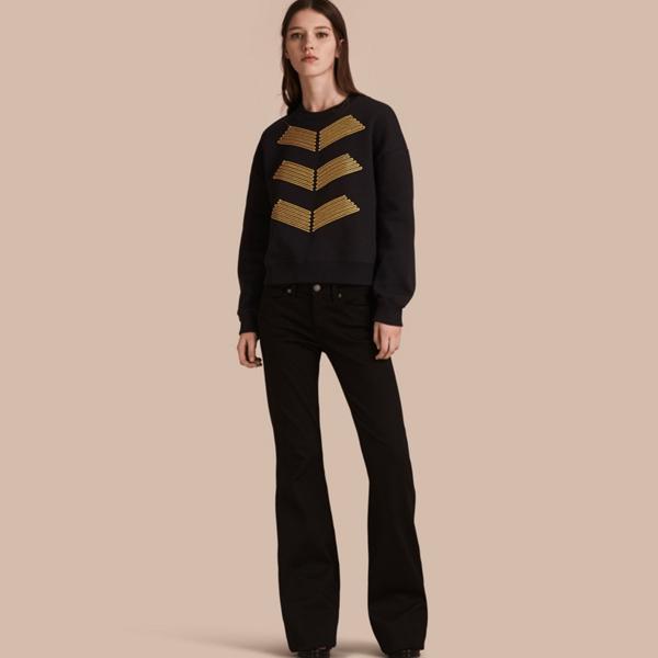 Burberry Cotton Blend Jersey Sweatshirt With Regimental Detail