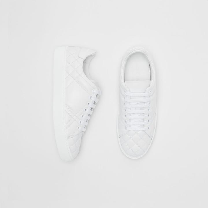 Burberry Burberry Check-quilted Leather Sneakers, Size: 37, White