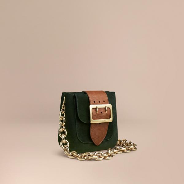 Burberry The Small Square Buckle Bag In Suede And Leather