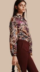 Burberry Lam And Floral Jacquard Sculptured Sleeve Shirt