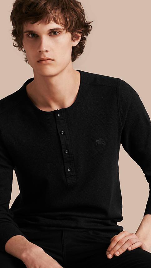 Burberry Ribbed Cotton Wool Henley Top
