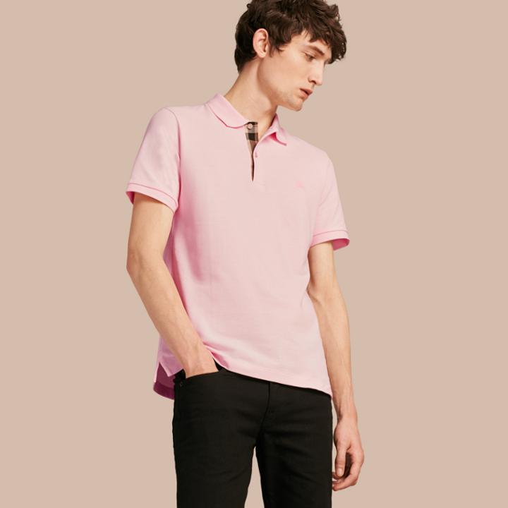 Burberry Burberry Check Placket Cotton Piqu Polo Shirt, Size: Xs, Pink