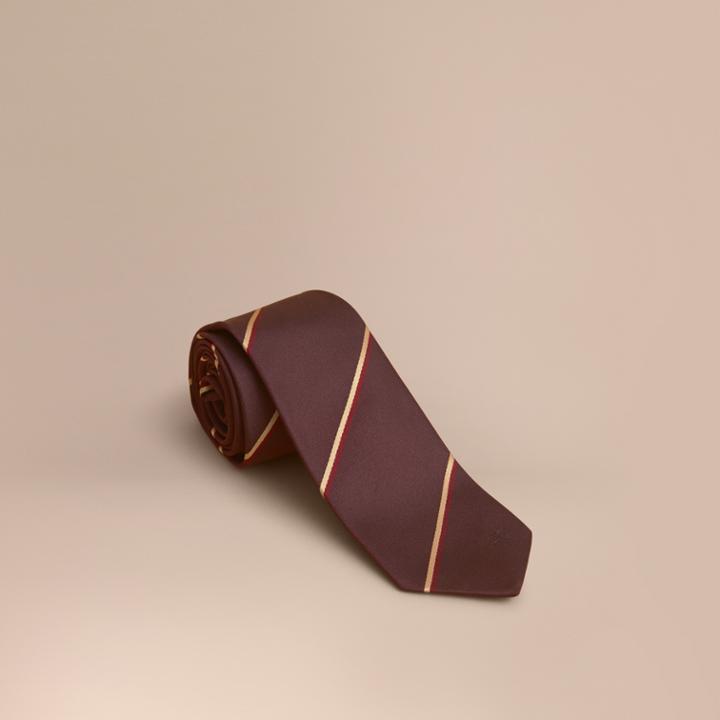 Burberry Burberry Slim Cut Striped Silk Tie, Red