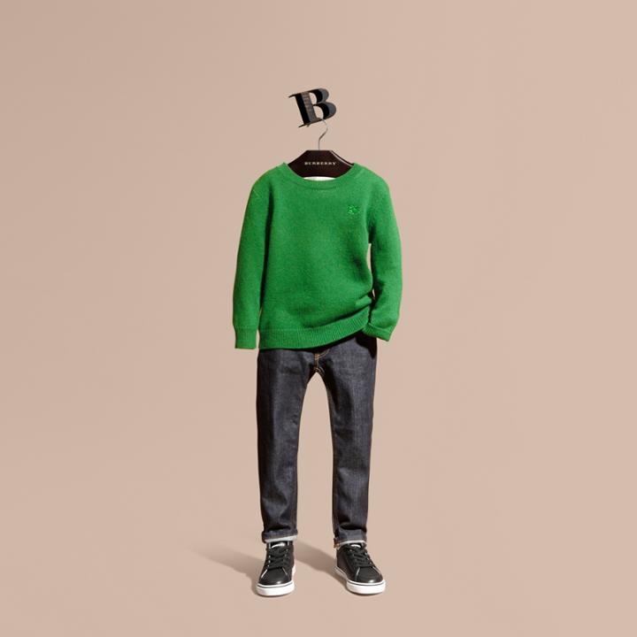 Burberry Burberry Check Elbow Patch Cashmere Sweater, Size: 8y, Green