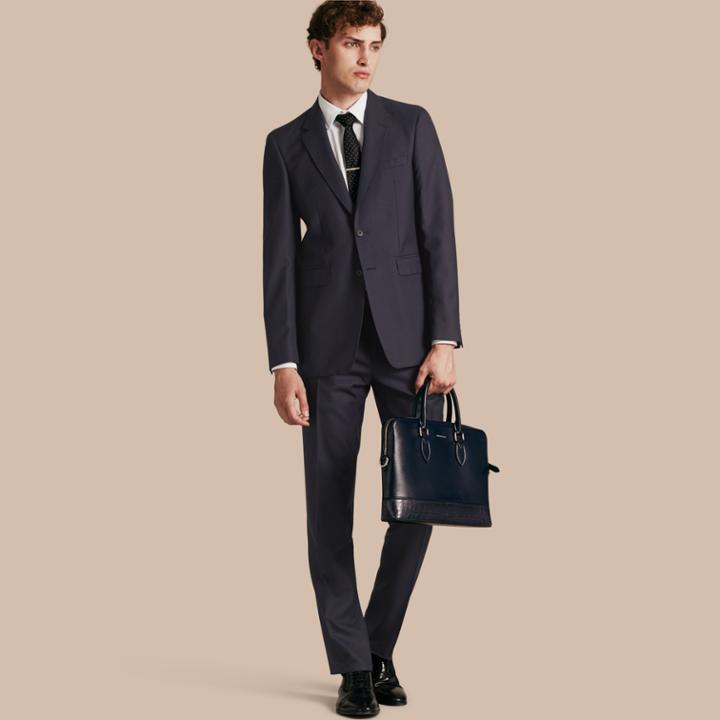 Burberry Burberry Modern Fit Wool Part-canvas Suit, Size: 50r, Blue