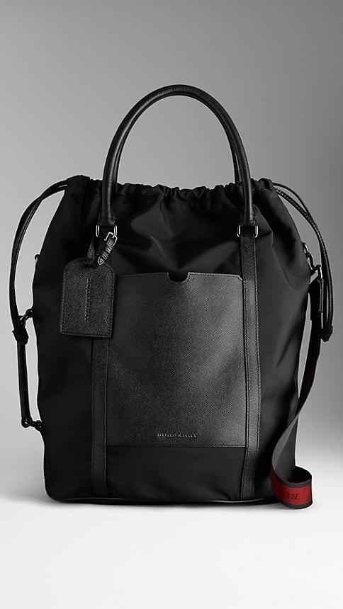 Burberry London Leather Nylon Tote Bag