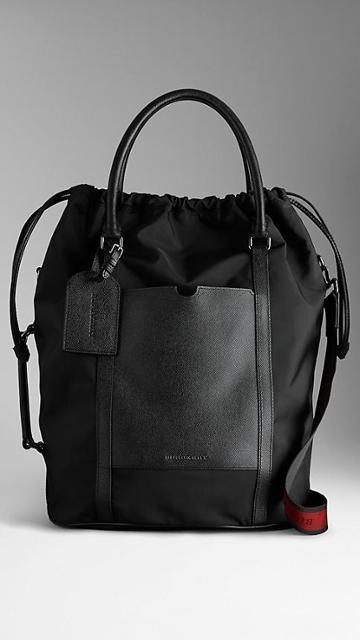 Burberry London Leather Nylon Tote Bag