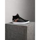 Burberry Burberry Leather And House Check High-top Trainers, Size: 42, Black