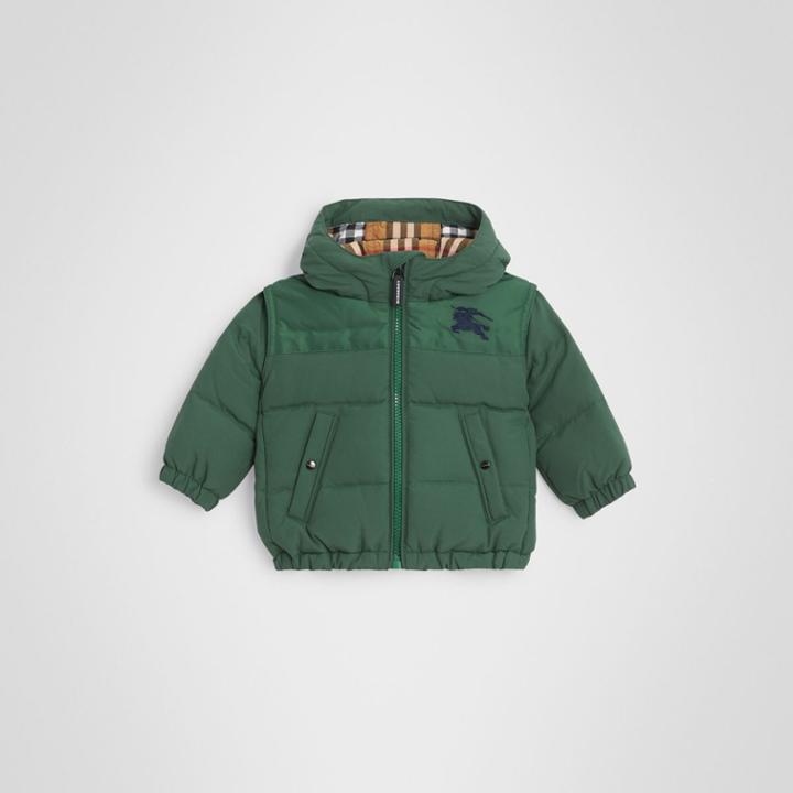 Burberry Burberry Childrens Down-filled Hooded Puffer Jacket, Size: 2y, Green