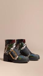 Burberry The Buckle Boot In Snakeskin And Rubberised Leather