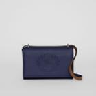 Burberry Burberry Embossed Crest Leather Wallet With Detachable Strap, Blue