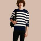 Burberry Burberry Striped Cashmere Cotton Sweater, Size: L, Blue