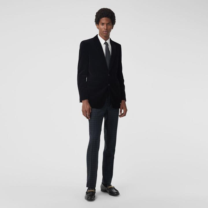 Burberry Burberry Classic Fit Velvet Tailored Jacket, Size: 34r, Black