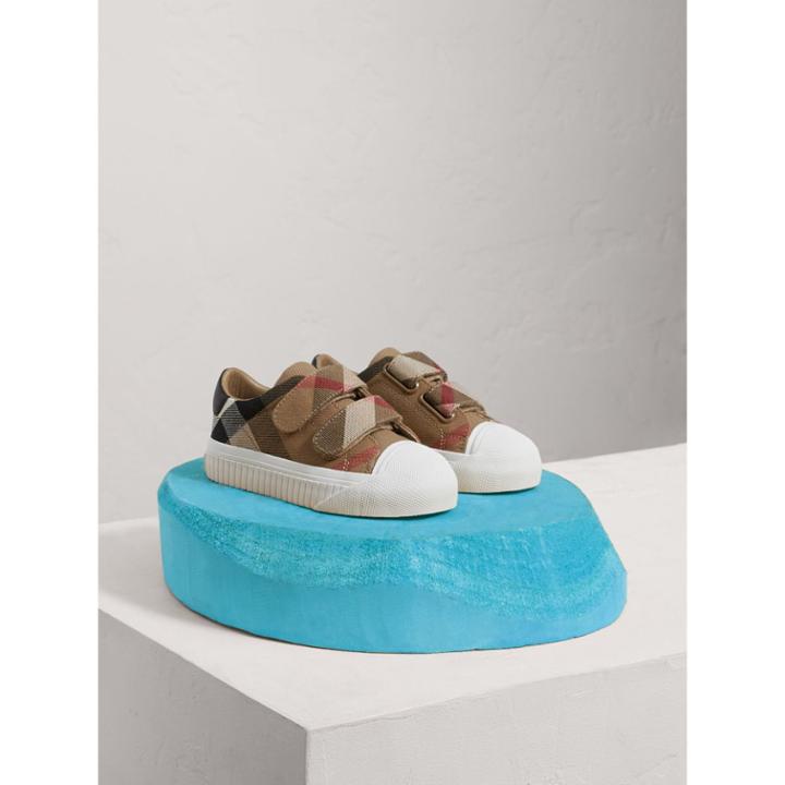 Burberry Burberry House Check And Leather Trainers, Size: 8.5
