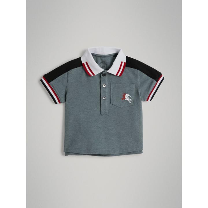 Burberry Burberry Childrens Stripe Detail Cotton Piqu Polo Shirt, Size: 2y