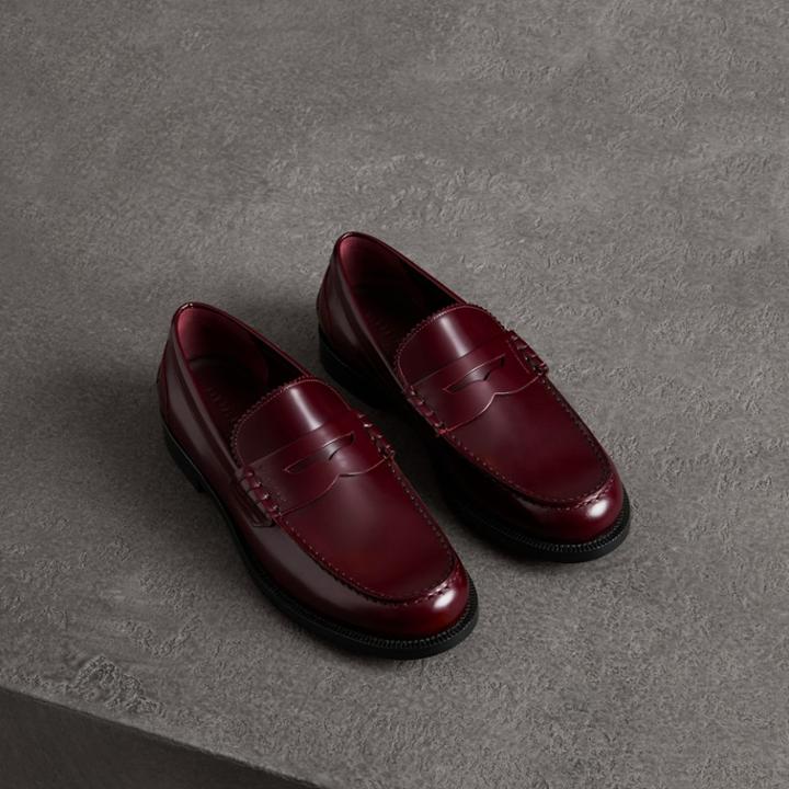 Burberry Burberry Leather Penny Loafers, Size: 39, Black