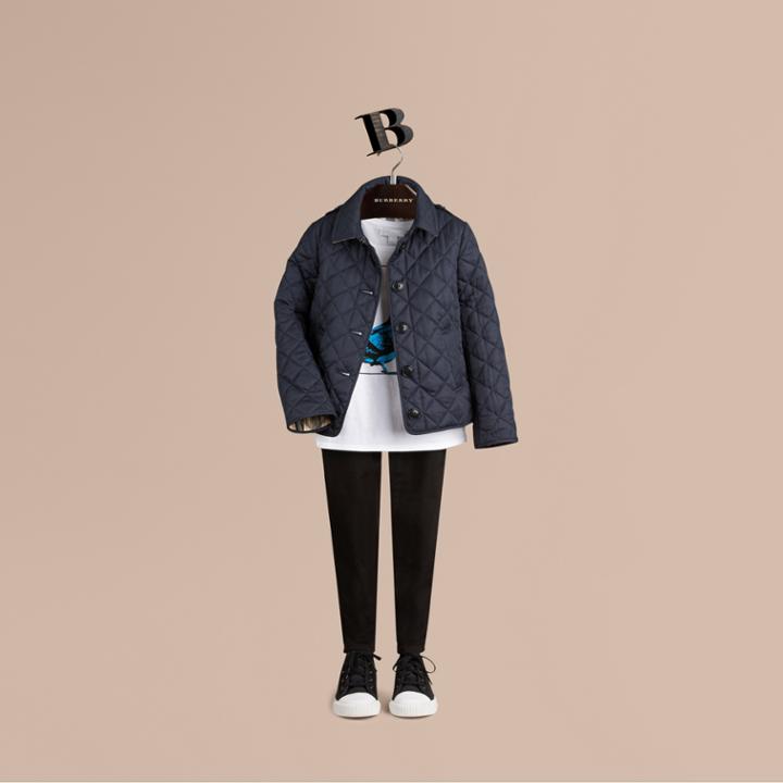 Burberry Burberry Check Lined Diamond Quilted Jacket, Size: 14y, Blue