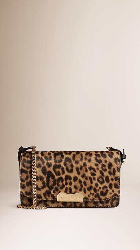 Burberry Animal Print Calfskin Clutch Bag With Chain