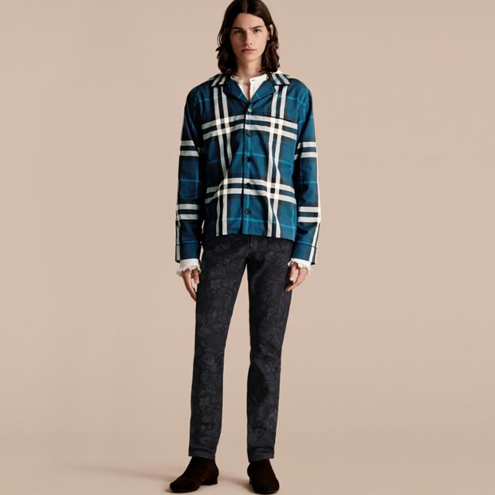 Burberry Burberry Check Cotton Pyjama-style Shirt, Blue
