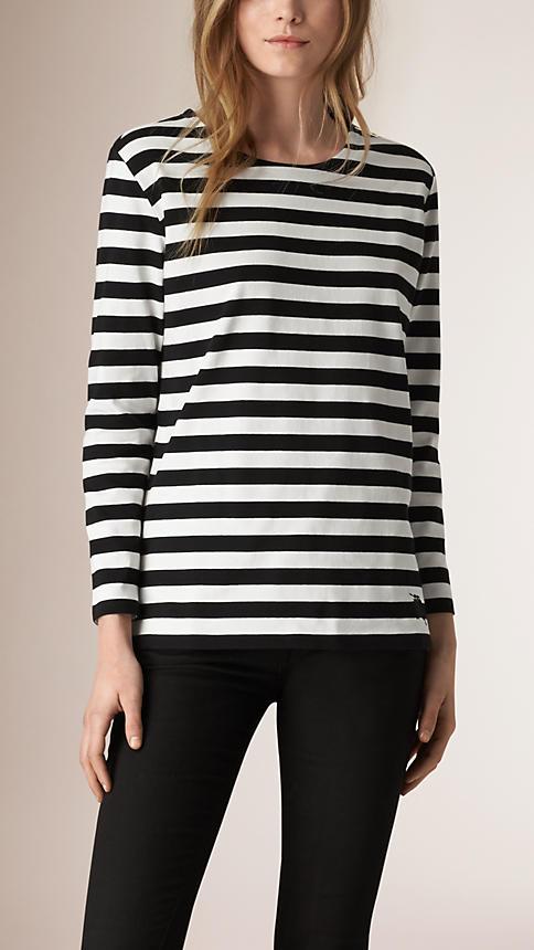 Burberry Brit Long-sleeved Striped Cotton Top