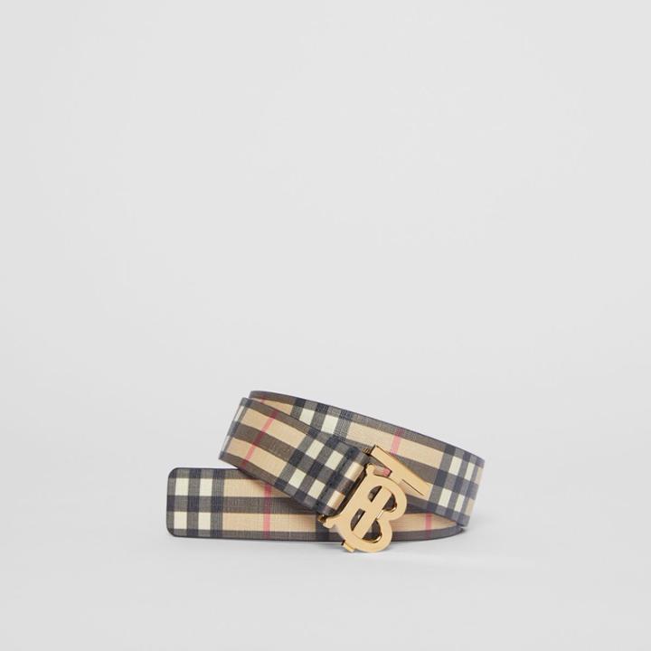 Burberry Burberry Monogram Motif Vintage Check Belt, Beige