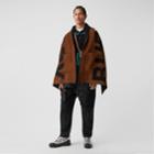 Burberry Burberry Logo Wool Cotton Jacquard Hooded Cape, Brown