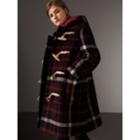 Burberry Burberry Check Wool Duffle Coat With Detachable Warmer, Size: 04, Blue