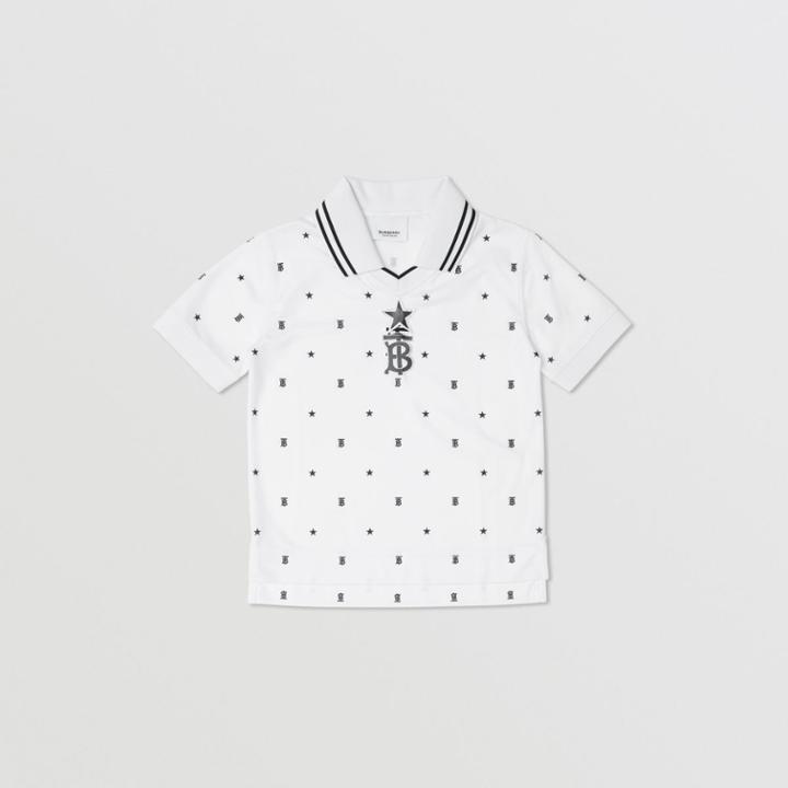 Burberry Burberry Childrens Star And Monogram Motif Jersey Mesh Polo Shirt, Size: 12y, Black