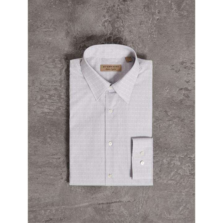 Burberry Burberry Modern Fit Geometric Dobby Cotton Shirt, Size: 15.5, Blue