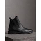 Burberry Burberry Brogue Detail Textured Leather Chelsea Boots, Size: 37, Black