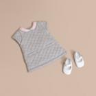 Burberry Burberry Check Collar Quilted Cotton A-line Dress, Size: 3m, Grey