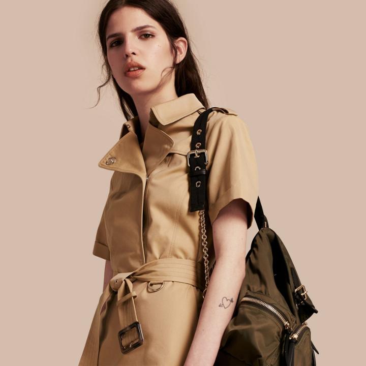 Burberry Burberry Short-sleeved Cotton Gabardine Trench Dress, Size: 02, Yellow