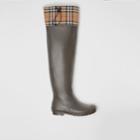 Burberry Burberry Vintage Check And Rubber Knee-high Rain Boots, Size: 35, Green