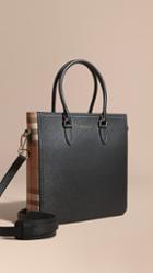 Burberry London Leather And House Check Tote Bag