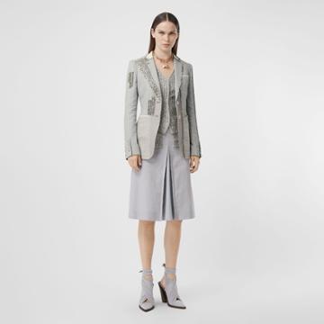 Burberry Burberry Crystal Embroidered Technical Linen Blazer, Size: 06, Grey