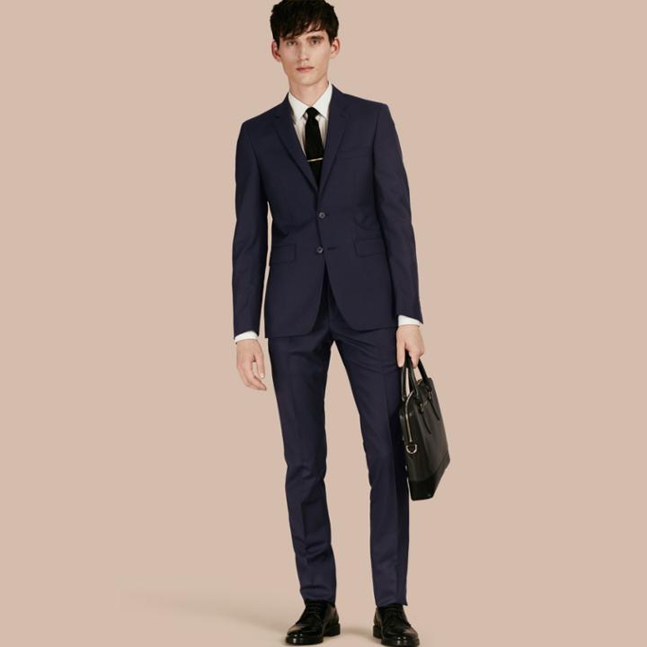 Burberry Burberry Slim Fit Wool Part-canvas Suit, Size: 48r, Blue