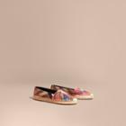 Burberry Rainbow Graphic Print Canvas And Suede Check Espadrilles