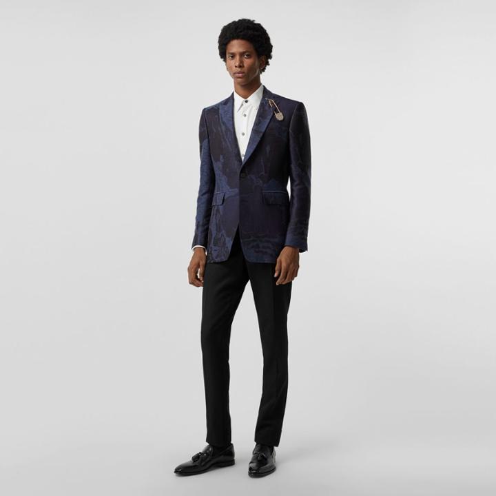 Burberry Burberry Classic Fit Dreamscape Wool Blend Tailored Jacket, Size: 34r, Blue