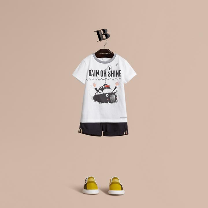 Burberry Burberry Rain Or Shine Motif Cotton T-shirt, Size: 12m, White